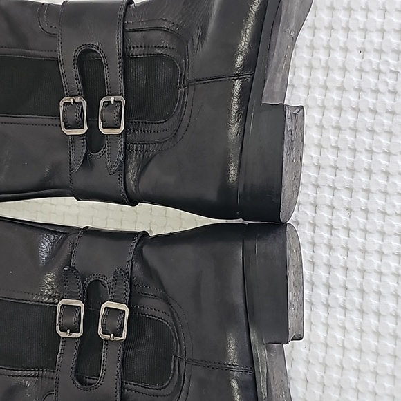 Secto Meucci Black Leather Tall Boots Slide zipper closure round toe Size 8N - Picture 6 of 15